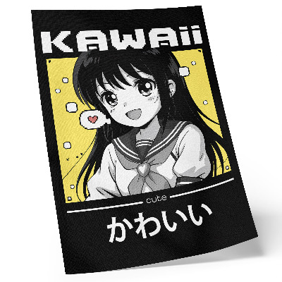 Poszter manga stílusú fekete vonalak sárga díszítéssel