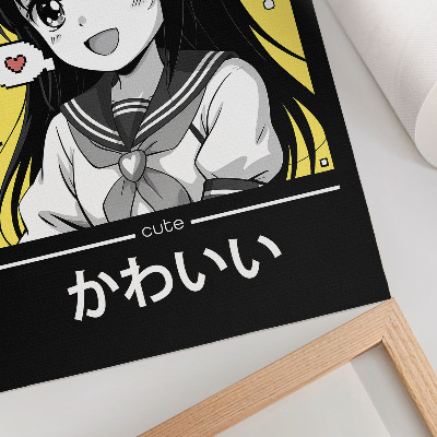 Poszter manga stílusú fekete vonalak sárga díszítéssel
