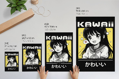 Poszter manga stílusú fekete vonalak sárga díszítéssel