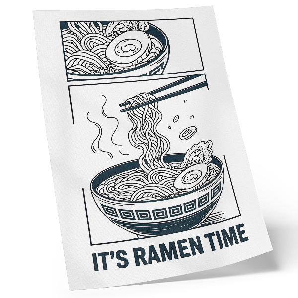 Poszter nyomtatás Képregény stílusú ramen tál evőpálcikák magukba szívják az ízeket