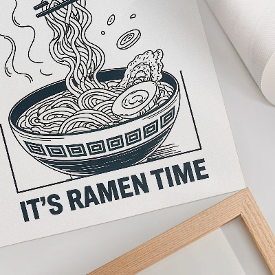 Poszter nyomtatás Képregény stílusú ramen tál evőpálcikák magukba szívják az ízeket