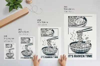 Képregény stílusú ramen tál poszter evőpálcikákkal és ízletes részletekkel