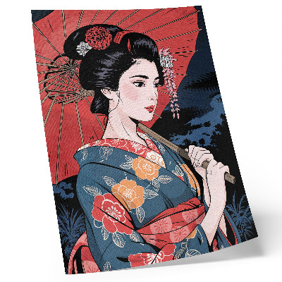 Poszter Japán stílusú nő esernyő színes éjszaka
