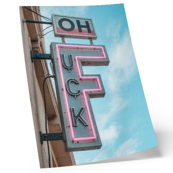 Retro plakát Neon retro felirat kék ég intenzív színek