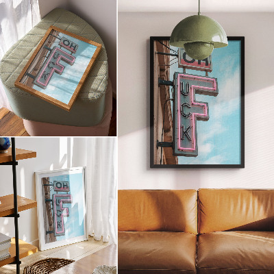 Retro plakát Neon retro felirat kék ég intenzív színek