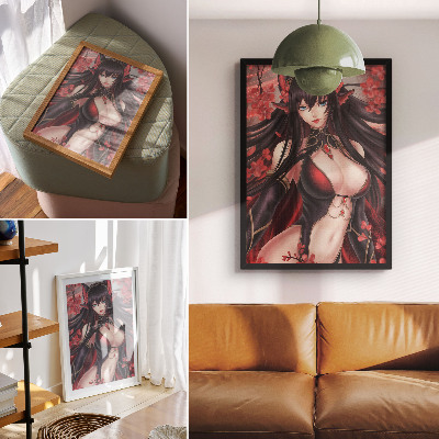Poszter Anime szépség elegancia, dinamikus vörös fekete