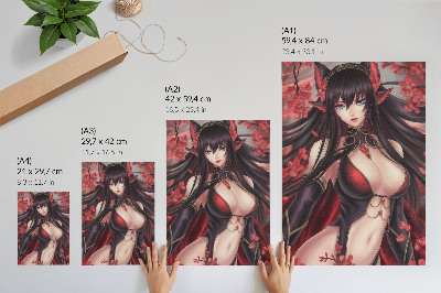 Poszter Anime szépség elegancia, dinamikus vörös fekete
