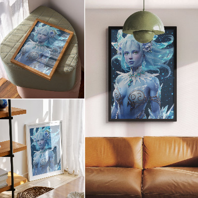 Poszter nyomtatás Fantasztikus hangulat, varázslatos alak, jégkristályok