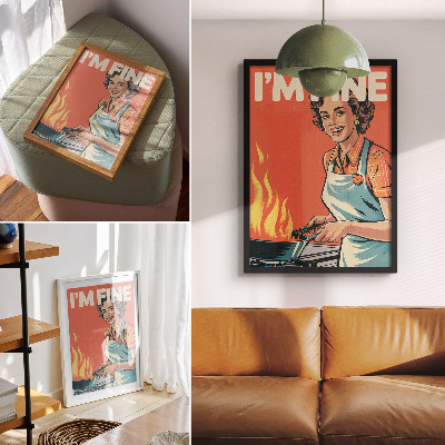 Retro plakát Pop art stílus, színes díszítések, dinamikus kompozíció