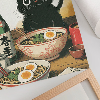 Retro plakát Fekete macska ramen szaké üveg japán motívum
