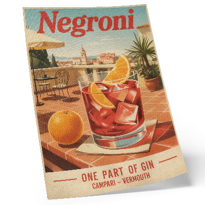 Retro plakát Narancsos ital a teraszon, retró hangulat