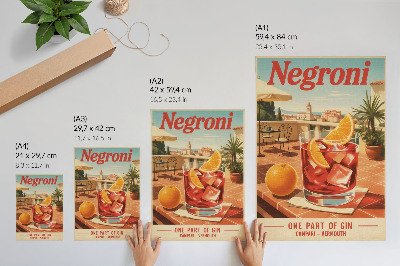 Retro plakát Narancsos ital a teraszon, retró hangulat
