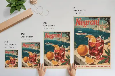 Poszter nyomtatás tengerparti ünnepi hangulat intenzív narancssárga színekben
