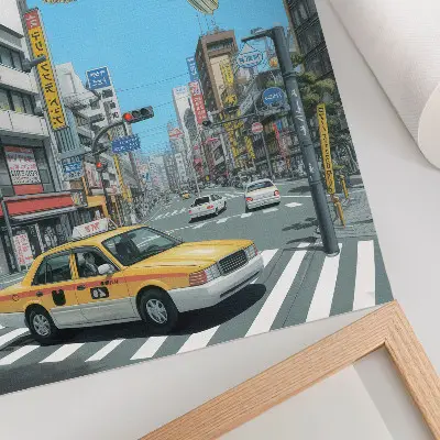 Poszter nyomtatás városi szürrealizmus hal modern utca mintával