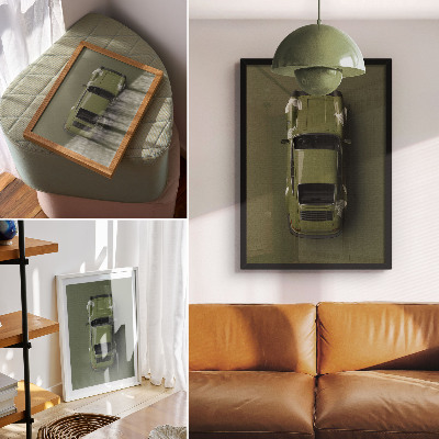 Retro plakát Elegáns zöld autó minimalizmus egyszerűség