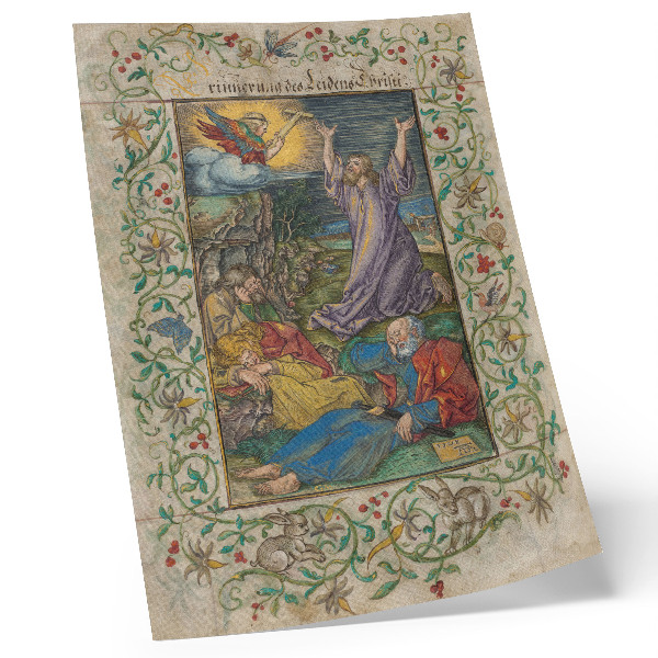 Retro plakát Krisztus az Olajfák hegyén (1508 és 1580-as évek), Albrecht Dürer és idősebb Georg Mack alkotása