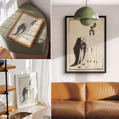 Retro plakát Aubrey Beardsley A Herald vizsgálata Arisztophanész Lüszisztratája alapján című alkotása