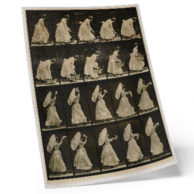 Poszter Kosarat emelő, zsebkendőt lengető nő (kb. 1887), Eadweard Muybridge alkotása