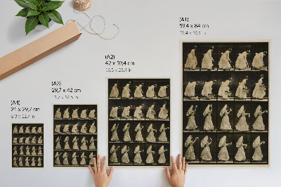 Poszter Kosarat emelő, zsebkendőt lengető nő (kb. 1887), Eadweard Muybridge alkotása