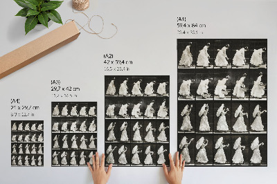 Retro plakát Kosarat emelő, zsebkendőt lengető nő (1887) – Eadweard Muybridge fényképe