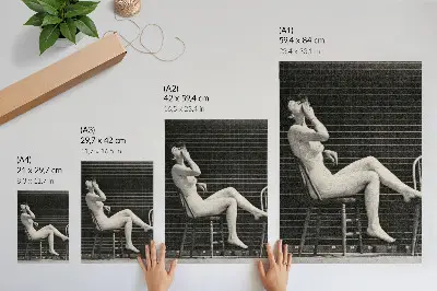 Poszter nyomtatás Eadweard Muybridge: Nő meztelenül ül egy széken és cigarettázik