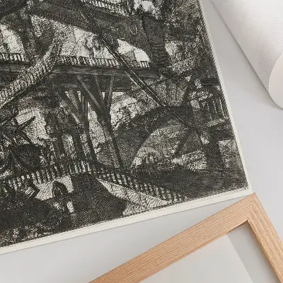 Poszter Giovanni Battista Piranesi Felvonóhíd című alkotása a Carceri d'Invenzione ciklus VII. lemezéről