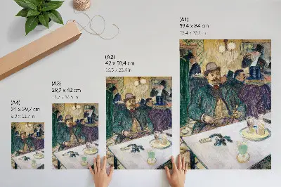 Retro plakát Henri de Toulouse-Lautrec Mr. Boileau a kávézóban (1893) című festményének nagy felbontású reprodukciója
