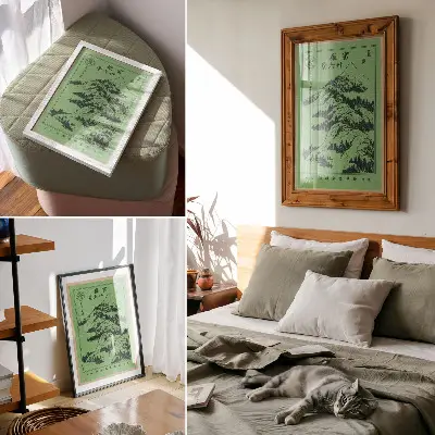 Poszter Hokusai Hegyek a hegyek felett című alkotása (1834)