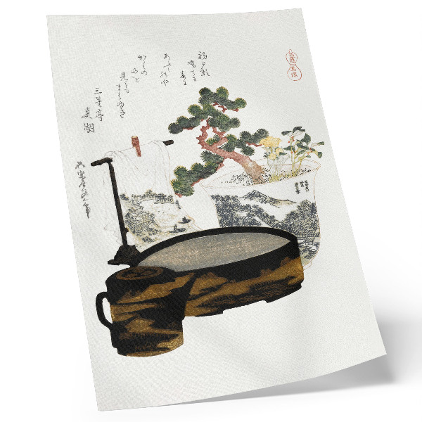 Poszter nyomtatás Katsushiki Hokusai's Tea Table (1822) – vintage japán fatömbnyomat