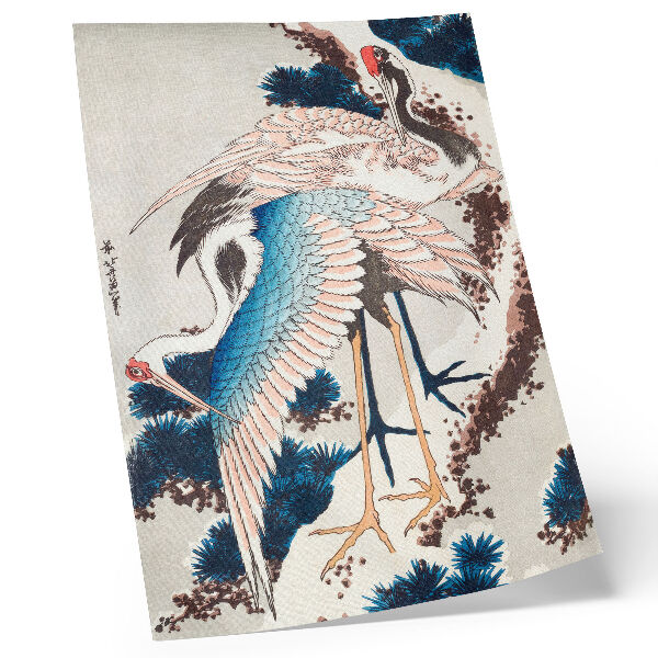 Retro plakát Daruk egy hófödte fán, Hokusai Katsushiki (1834), régi fametszet