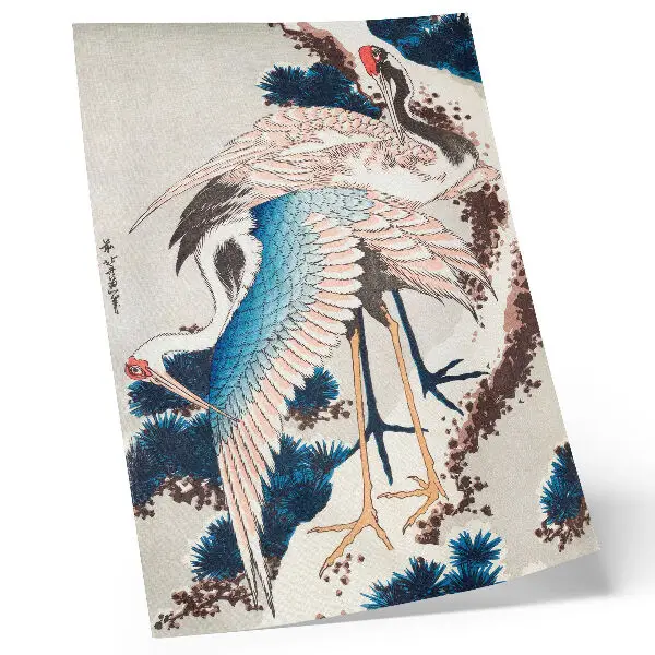 Daruk egy hófödte fán plakát Hokusai Katsushika 1834-es fametszete alapján készült retró stílusú falikép