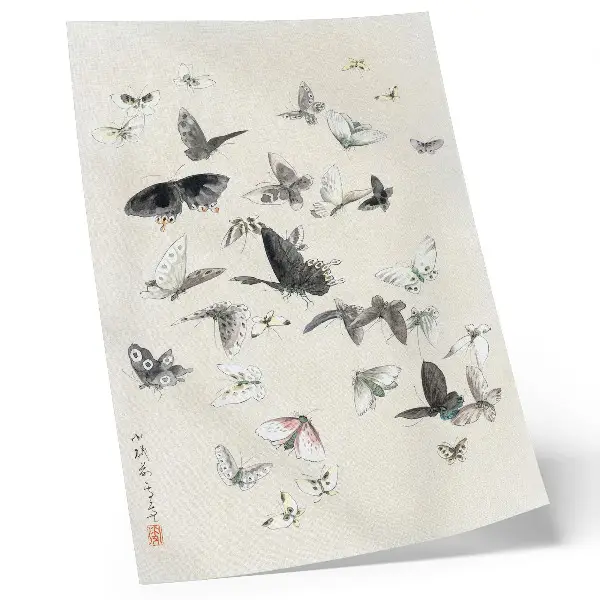 Hokusai pillangói és molyai retro plakát