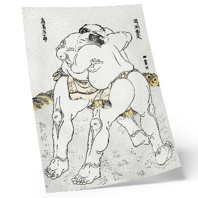 Retro plakát Katsushiki Hokusai (1760–1849) szumóbirkózói, vintage japán faminta