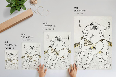 Retro plakát Katsushiki Hokusai (1760–1849) szumóbirkózói, vintage japán faminta
