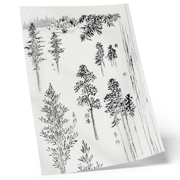 Retro plakát Hokusai fenyői (1800-1900) – vintage japán fametszet