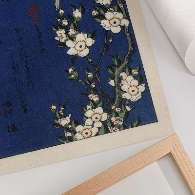 Poszter Katsushika Hokusai (1760-1849), Robin cseresznyevirág ágon