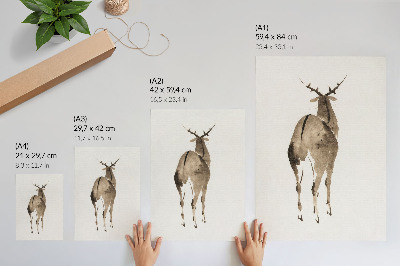 Retro plakát Katsushiki Hokusai's Deer (1904), vintage állat illusztráció