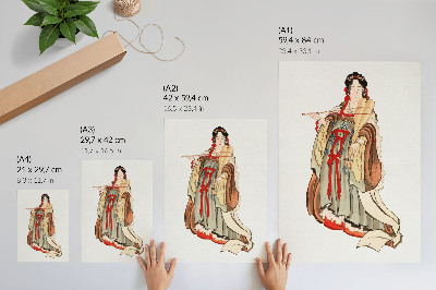 Poszter nyomtatás Benten (a szerelem istennője) (18.–19. század), egy kőkorszaki japán nő illusztrációja, Hokusai Katsushika alkotása