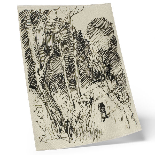 Poszter nyomtatás Erdei tájkép egy csavargóval, Théophile-Alexandre Pierre Steinlen