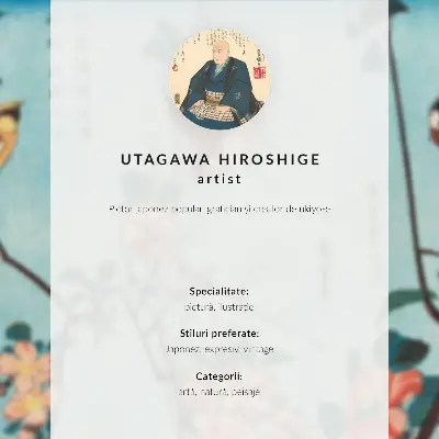 Kamelia és fülemüle illusztráció poszter Utagawa Hiroshige alkotása (1797-1858)