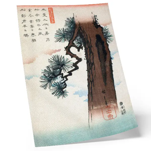 Poszter Utagawa Hiroshige Japán fenyő című Ukiyo-e alkotása 1842-1843-ból