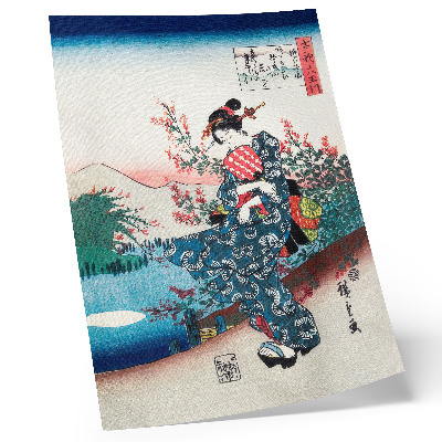Retro plakát Japán nő (1844-1846), szüreti fametszet, Utagawa Hiroshige