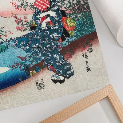 Japán nő (1844-1846) retro plakát utagawa hiroshige szüreti fametszet stílusú kép