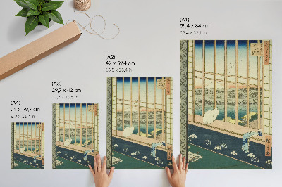 Poszter nyomtatás Aszakusai rizsföldek és a Torinomachi Fesztivál Hiroshige Edo száz híres látképe című sorozatából