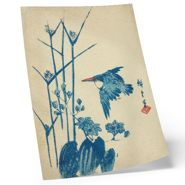 Poszter Jégmadár és monokória, Utagawa Hiroshige