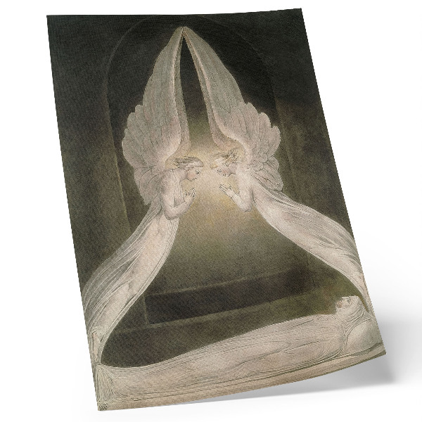 Poszter Krisztus a sírban, angyalok őrzik (1805), William Blake akvarellje
