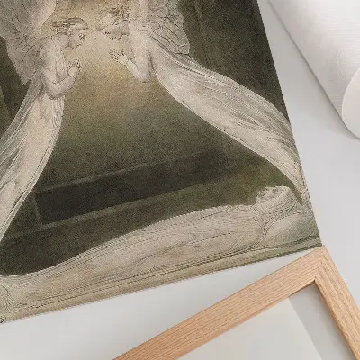 Poszter William Blake: Krisztus a sírban angyalok ölelésében (1805) című akvarellje