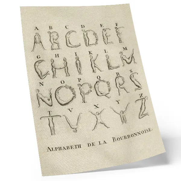 Poszter nyomtatás A meztelen ábécé és Bourbonnoise ábécé (1790)