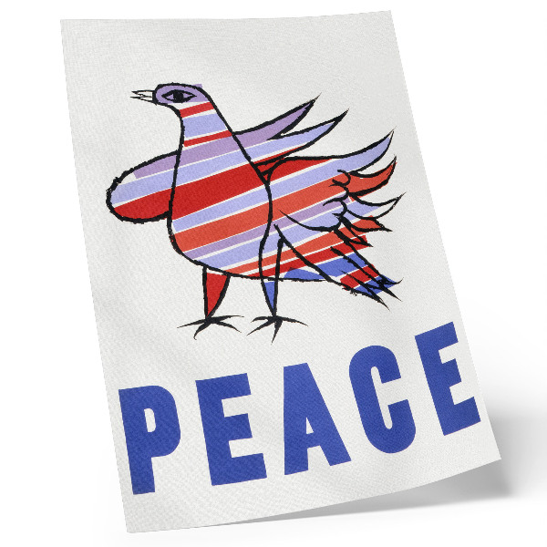 Retro plakát McCarthy Peace (1968) madárral, Ben Shahn