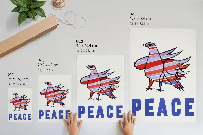 McCarthy Peace 1968 retro plakát, Ben Shahn madaras kivitelben